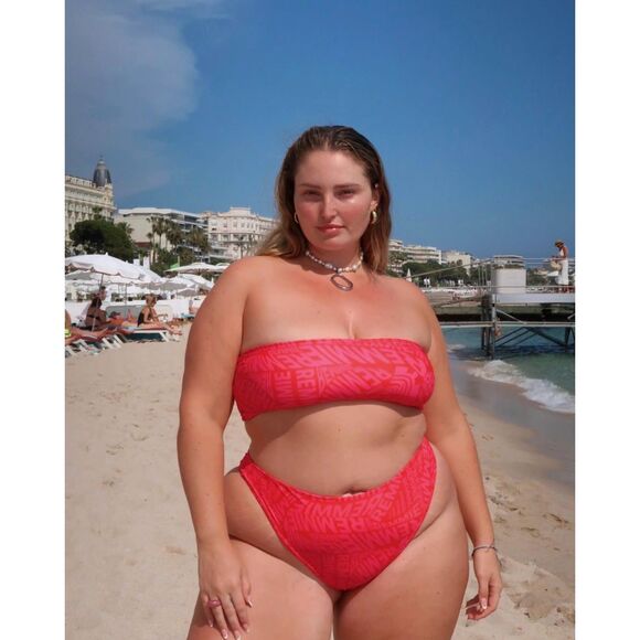 Remmie by Riley Other - 🍉 NWT Remmie by Riley Crossed Bandeau Bikini‎ Top Watermelon Pink Size XL Plus